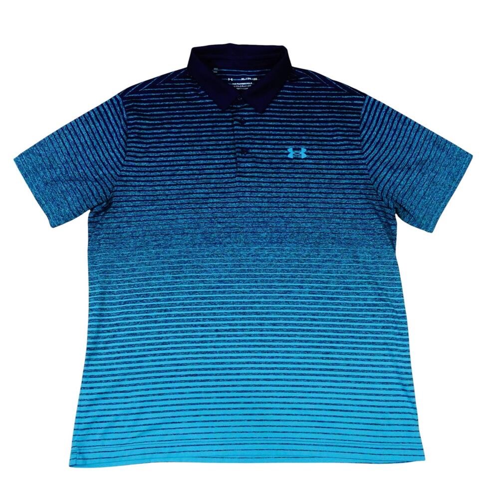 Under Armour The Playoff Gradient Striped Stretch Performance Golf Polo Shirt XL